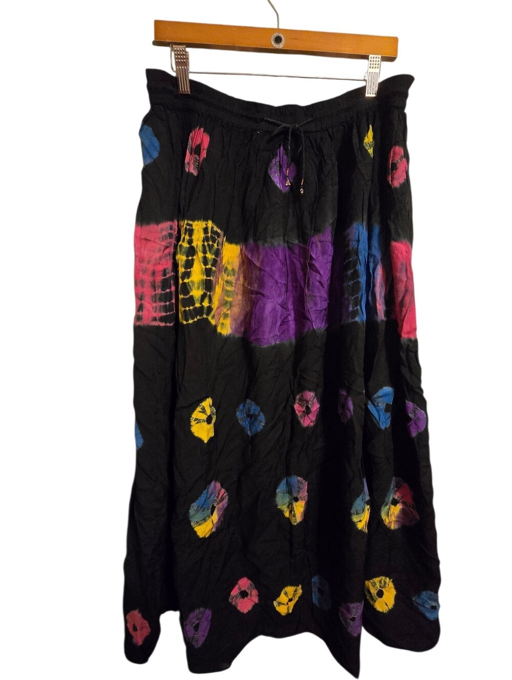Vintage | Black Tie-Dye Patchwork Maxi Skirt